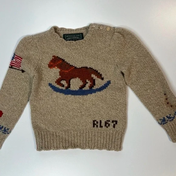 Polo Ralph Lauren Little Girls Rocking Horse Wool Blend Sweater - Picture 2 of 4